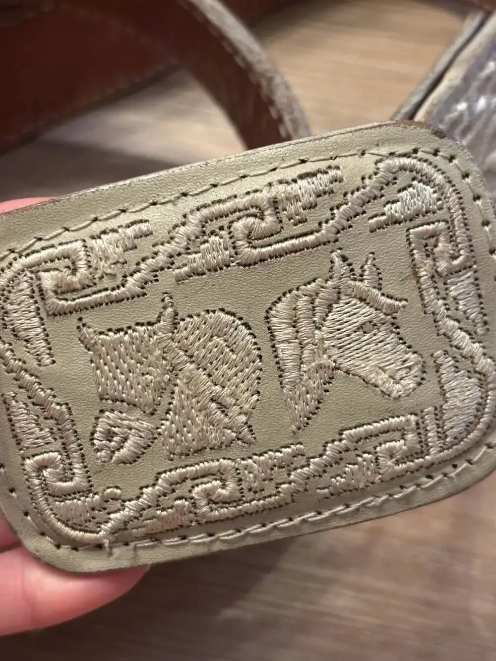 Horse Mexican Piteado Style Embroidered Leather Charro Belt